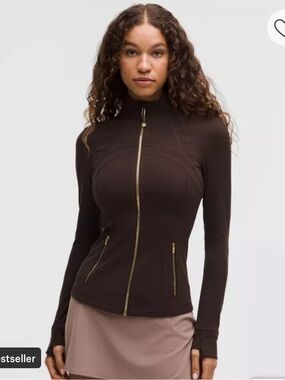 lululemon athletica Brown Full-Zip Jacket with Gold Zippers